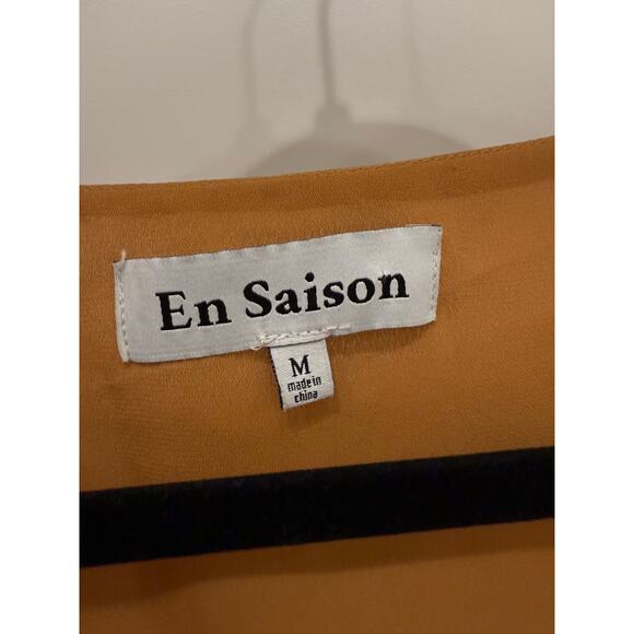 En Saison La Raque Mini Dress Marigold Multi Puff Sleeve Babydoll Size M - Picture 6 of 13